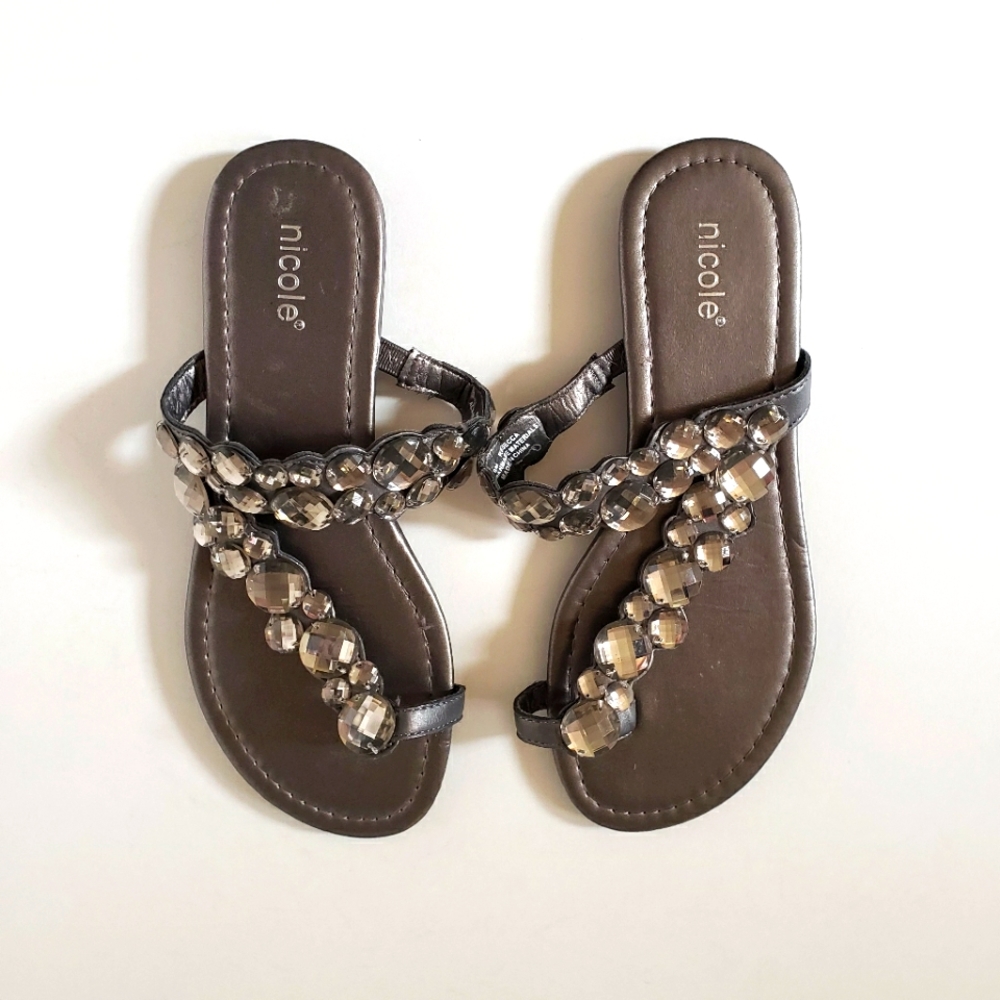 NWOT Nicole Sandals size 6 Shiny! - Picture 2 of 6